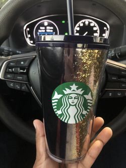BRAND NEW STARBUCKS GRANDE DUAL NAVY AND GOLD TWO TONE CUP TUMBLER