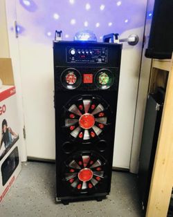 🔊🔊Equipo recargable con dos bocinas 10” y bola de disco /Portable Bluetooth speaker with two 10”woofer and disco lights