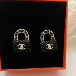 Designer Stud Mini Chain Bag  Earrings 