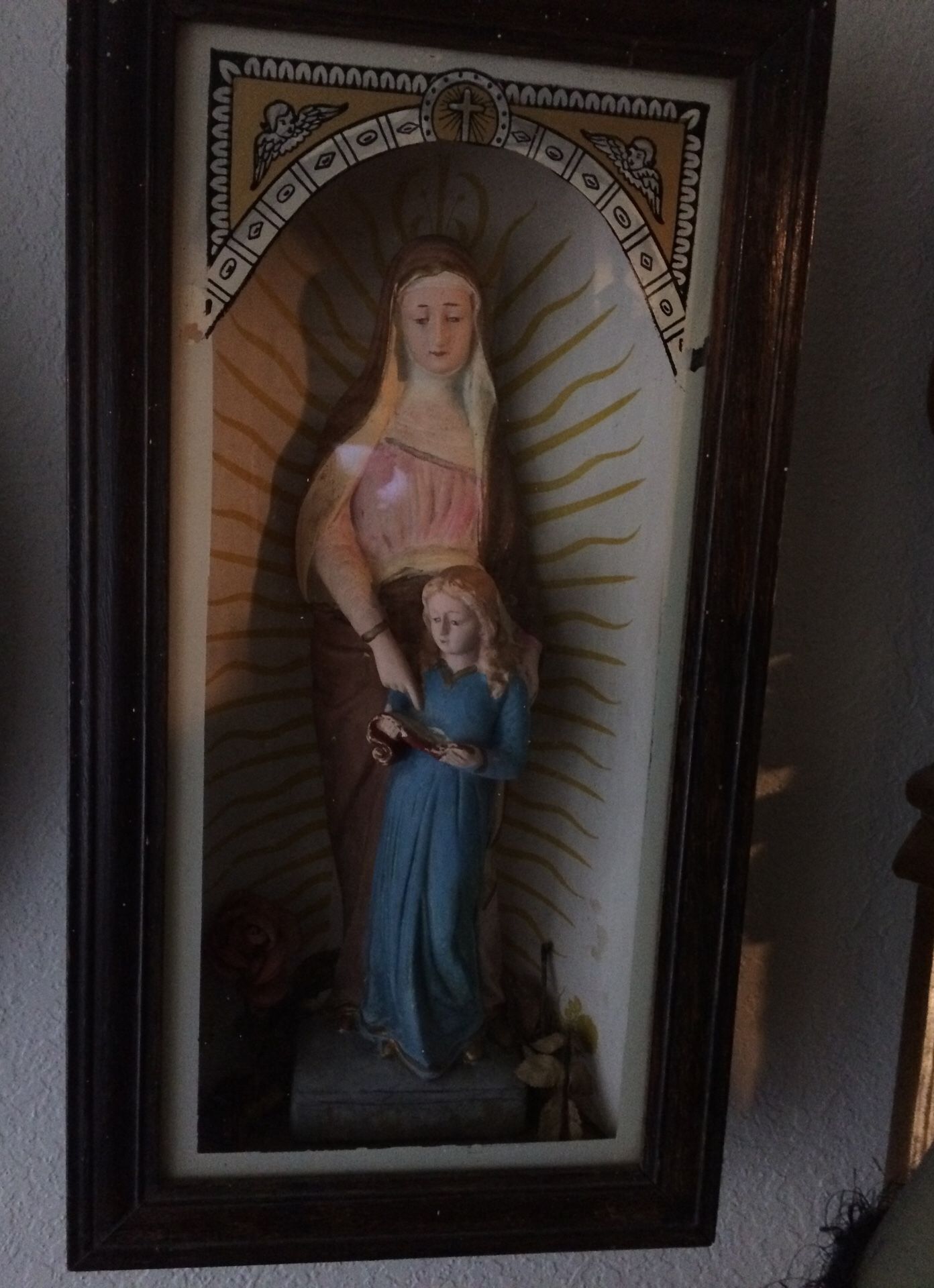 Antique religious shadow box