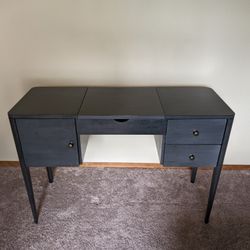 Grey Flip Top Vanity Desk with Mirror