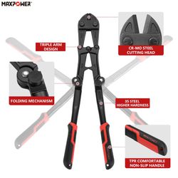 Heavy Duty Foldable Bolt Chain Padlock Wire Cutters Tool Non Slip Handle Size 18" New Condition