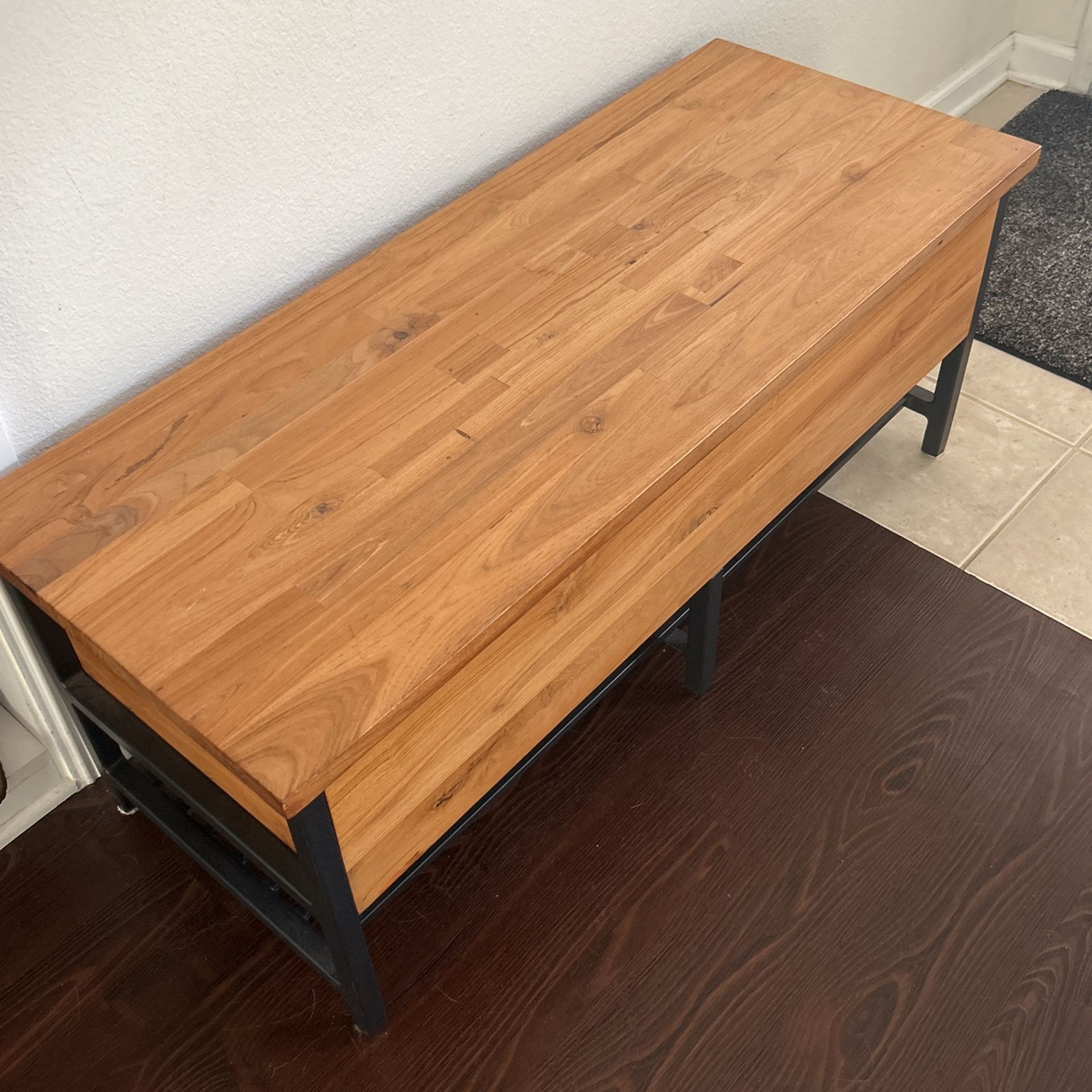 Wood And Metal Shoe Bench