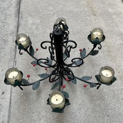 Antique Metal Chandelier With Candles