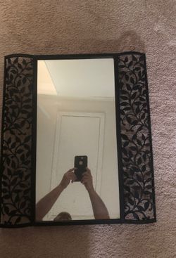 2 decorative black iron hanging mirrors