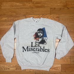 Vintage VTG 80s Les Miserables London Official Sweatshirt Grey Sz: Small