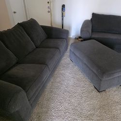 Couch, Lounge Chair, Ottoman