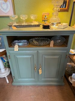 Vintage refinished rolling cabinet / media cart