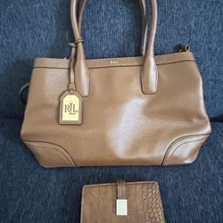 Brown Ralph Loren purse with wallet 40$