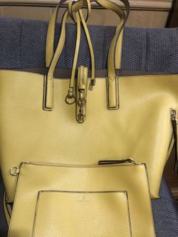 Travanti large mustard tote bag with marching pouch