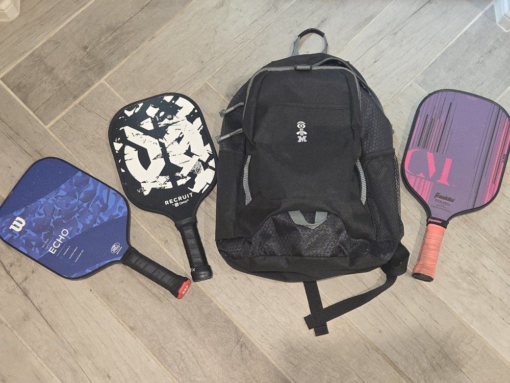 Pickleball Paddles, Bag And Balls