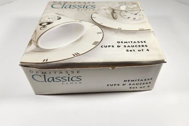 Vintage Riviera Van Beers Signature Clock Demitasse Coffee Espresso Cups Saucers