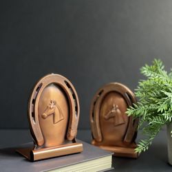 Vintage Copper Gregorian Horse Shoe Bookends!