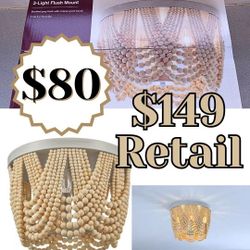 ✨ Boho Beaded Flush Mount Ceiling Light – Home Decorators Harlan 15” NEW in Box