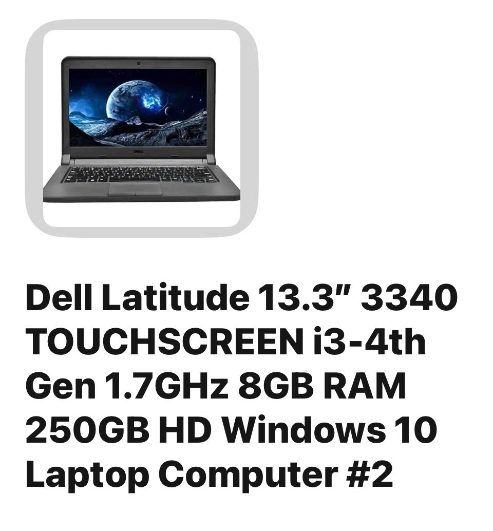 Dell Latitude 13.3" 3340 TOUCHSCREEN i3-4th Gen 1.7GHz 8GB RAM 250GB HD Windows 10 Laptop Computer 