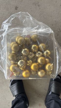 Gold painted Christmas ornaments