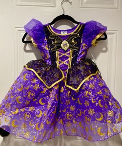 DISNEY GIRL'S MINNIE HALLOWEEN WITCH GOWN + MATCHING WITCH HAT SIZE 4T