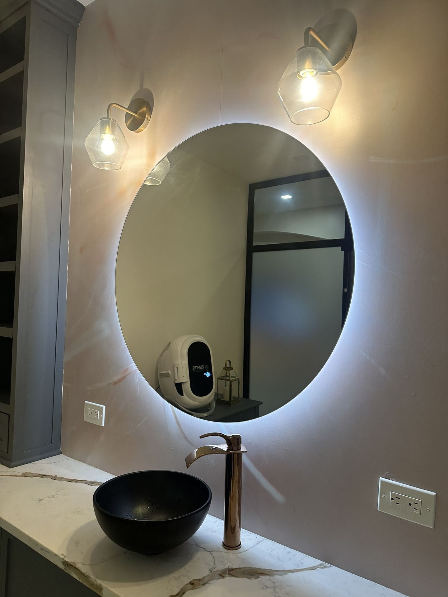 Mirror With LED touch-less + Lamps + Sink