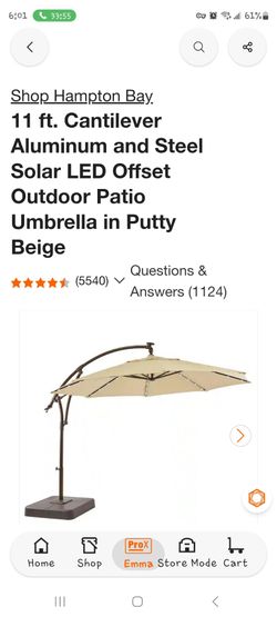 Hampton Bay 11 ft. Cantilever Solar LED Patio Umbrella