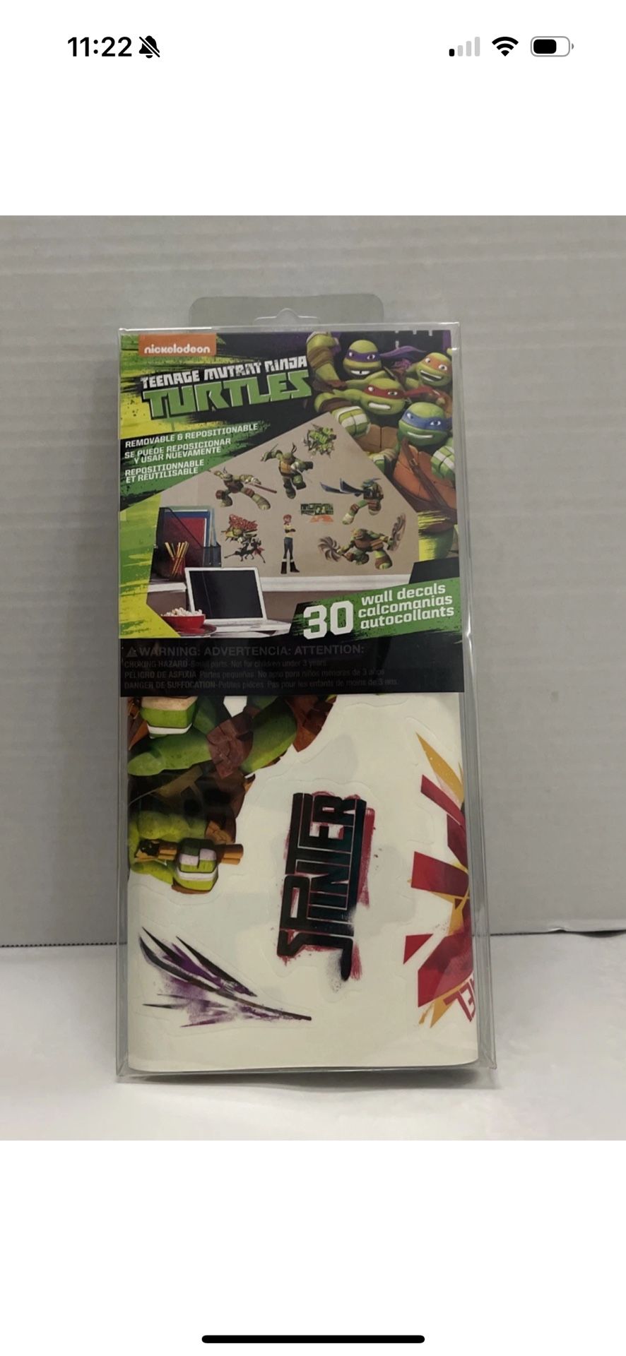 Nickelodeon Teenage Mutant Ninja Turtles TMNT 30 Peel and Stick Wall Decals NIBi