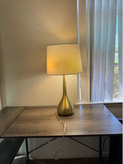 Antique Brass Table Lamp with Linen Shades