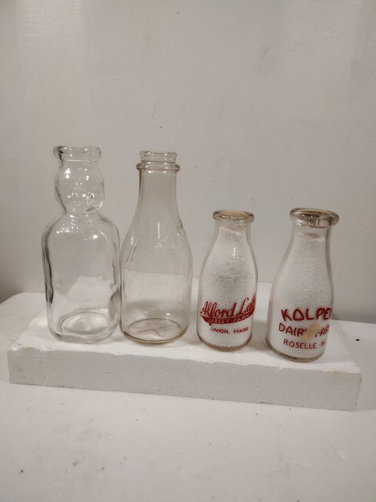 Antique Collectable Glass Milk Jugs Collection 