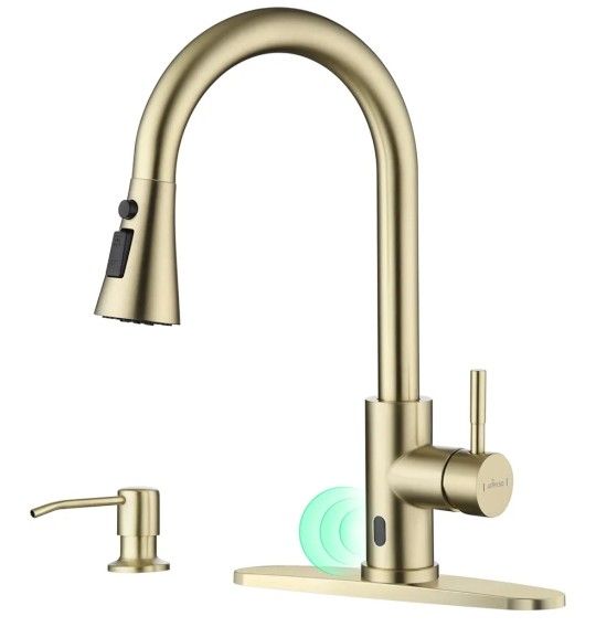 Appaso Gold Touchless Kitchen Faucet With Soap Dispenser