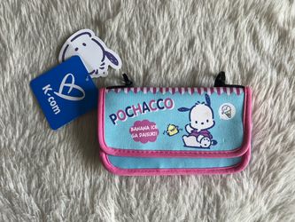 Sanrio 2018 Japan Pochacco Bag Pouch Wallet Phone Case Holder, Blue/Pink
