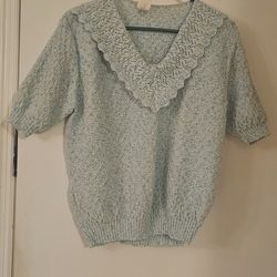 Light Blue Knit Sweater, Vintage 