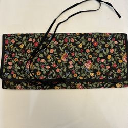 LILLIAN VERNON Quilted Cosmetics Travel Bag Organizer 100% Cotton