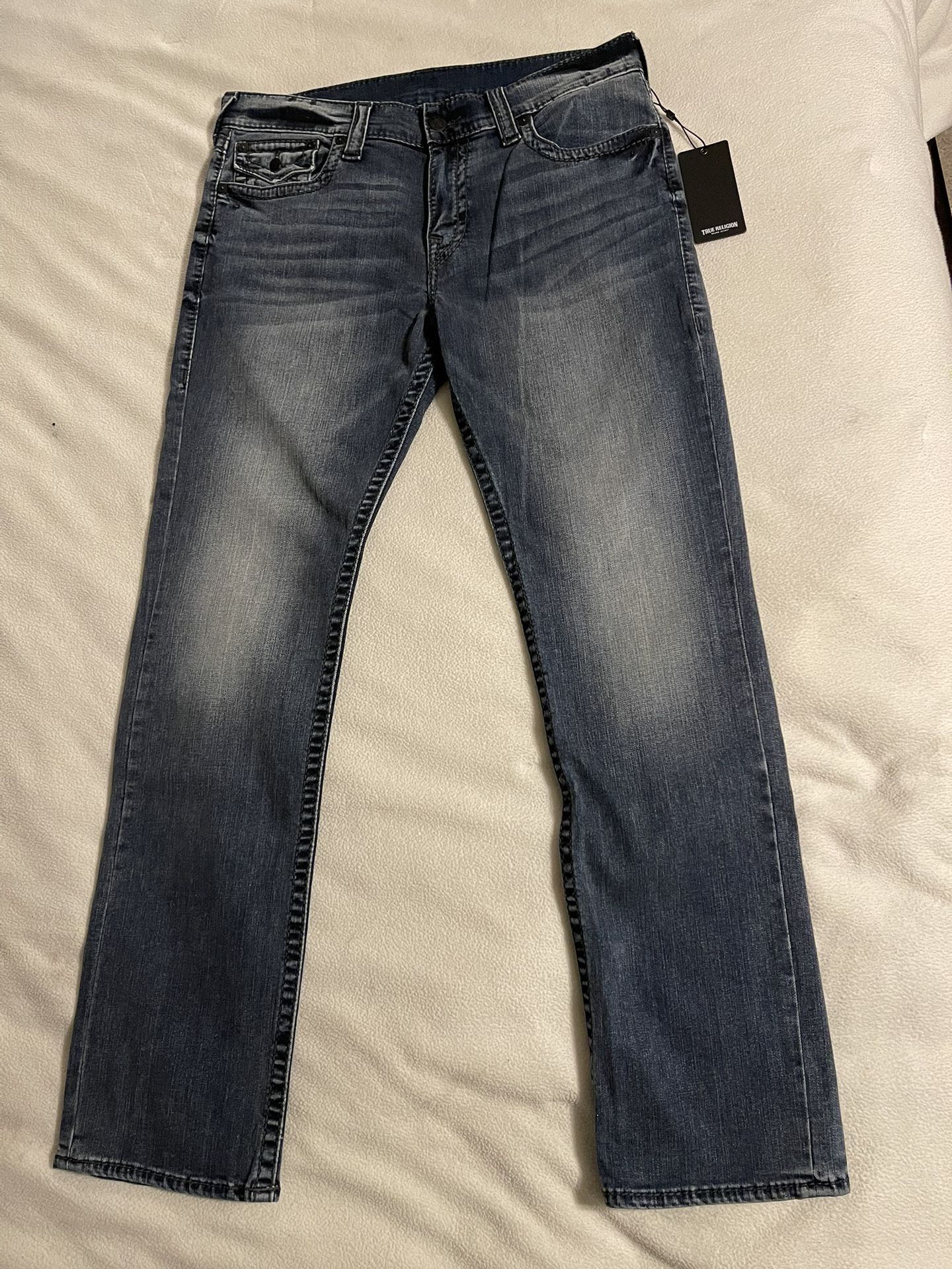 True Religion Relaxed Straight stretch 5 pockets Men Jeans W36 Inseam34 New