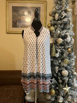 New Directions Women’s White And Orange Boho Blouse