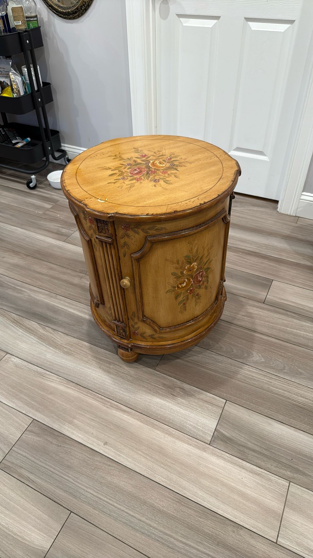 Antique Floral Bedside Table