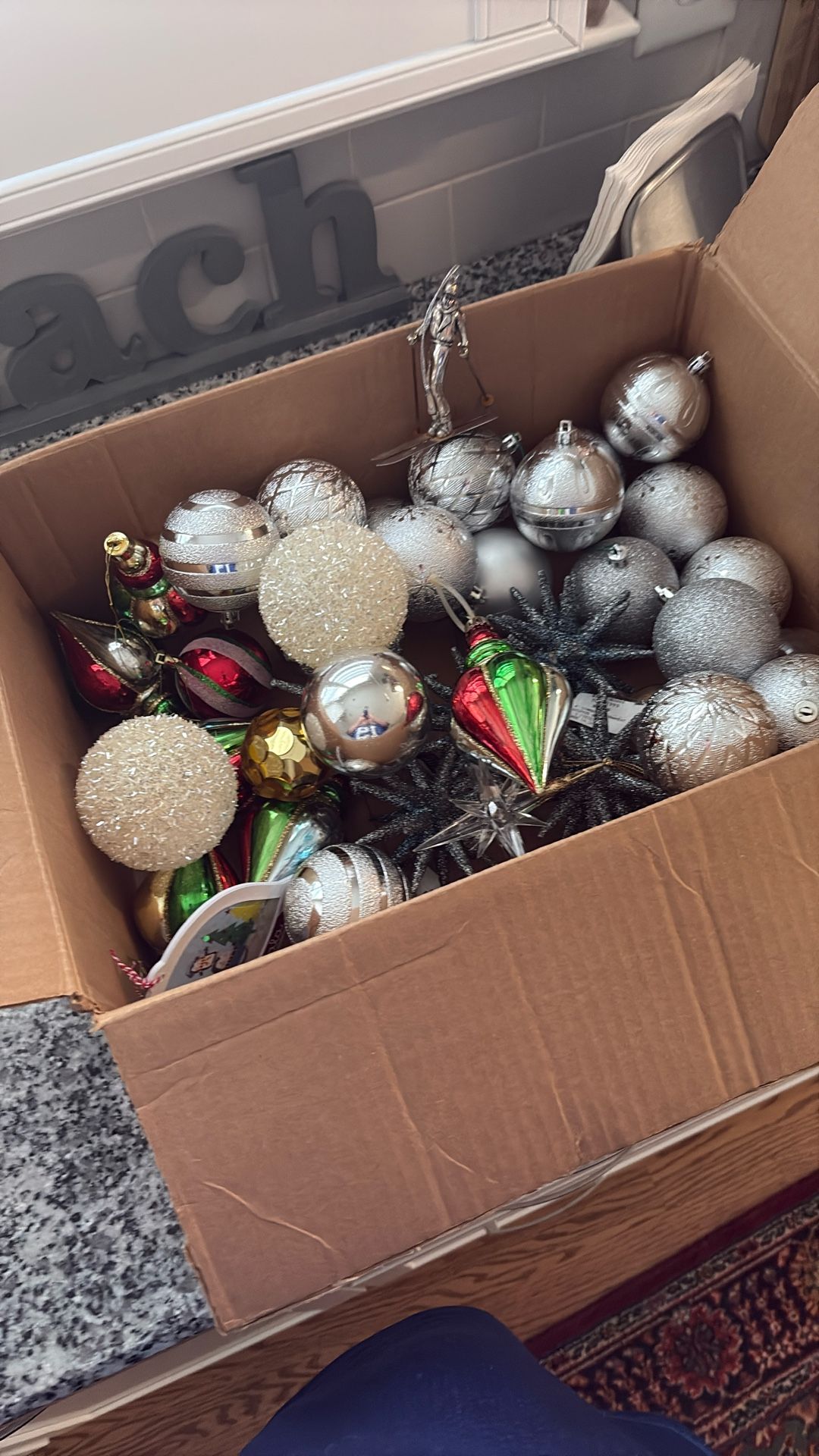 Box Of Christmas Ornaments
