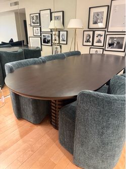 CB2 Toron 100” Mahogany Wood Oval Dining Table