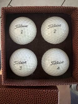 4 Titleist White Golf Ball Gift Set in Brown Textured Box