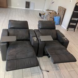 Power Recliner Chairs w/ Adjustable Headrest & Tray – $160each