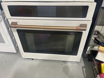 New GE Cafe Matte White & Bronze 30-Inch Single Wall Oven