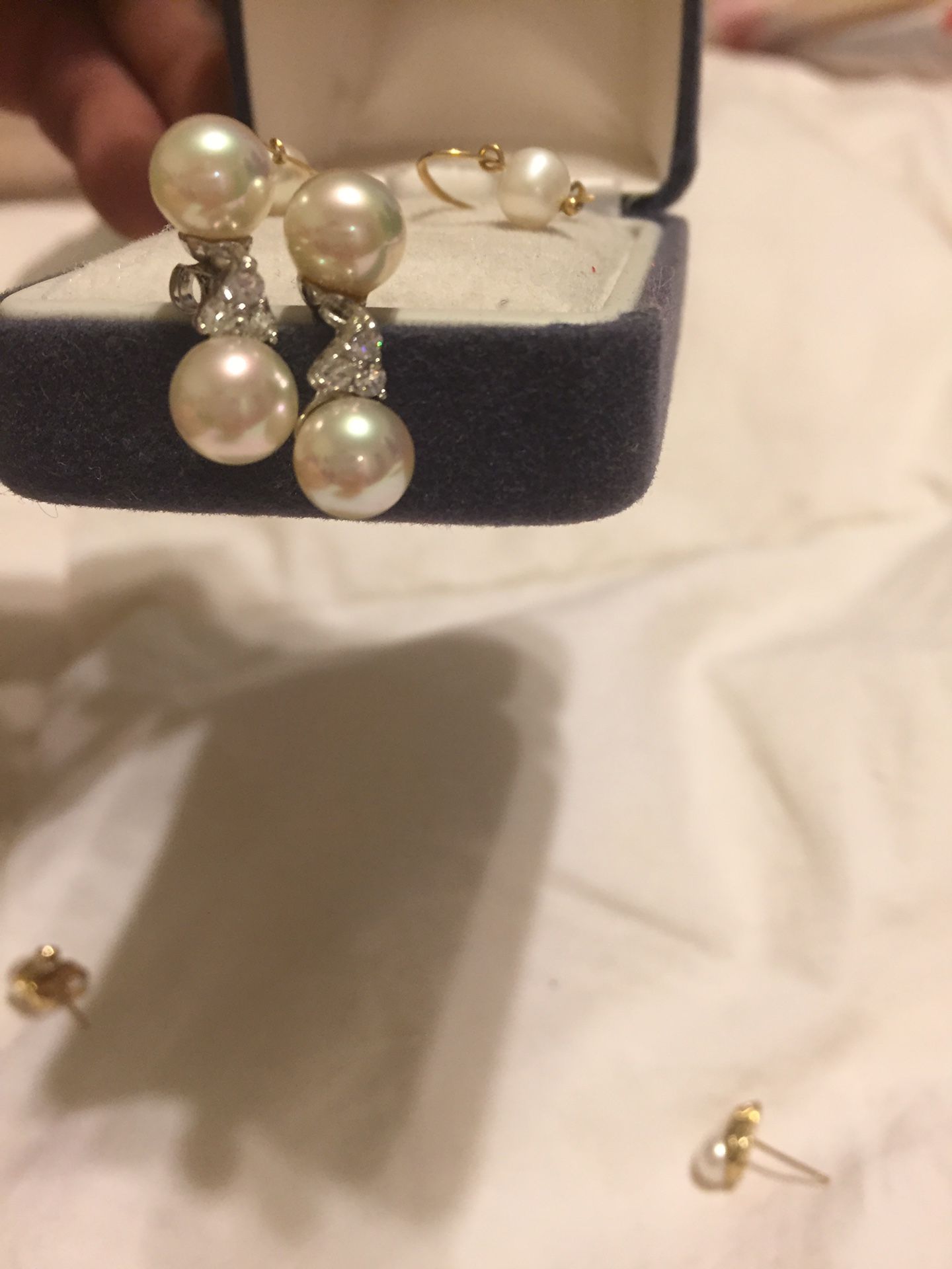 Diamond pearl 925 earrings