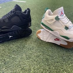BUY ONE GET ONE Free AJ 4 Black Cat Size 10.5 And Pine Green SBs Size 11 Men's