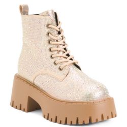 AZALEA WANG Jekyll Gold Tone Rhinestone Ankle Boots size 10