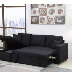 Brand New Black  Sectional Sofa Pull- Out Bed  