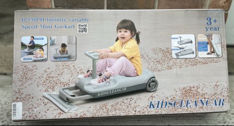 12V Ride-On Car with Cleaning Fun, 3 in 1 Gokart, Soft-Start, 5-Speed Adjustable, Detachable mop, Re