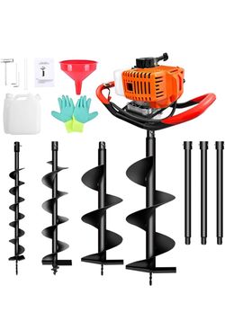 Gas-Powered Earth Auger with 3 Drill Bits