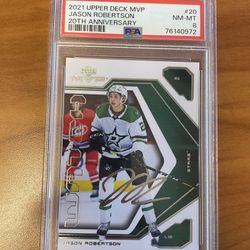 2021 Upper Deck MVP Jason Robertson 20th Anniversary #20 PSA 8