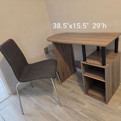 38" compact desk workstation grey with bonus desk chair