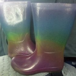 Cat & Jack Rain Boots Girls Pastel Rainbow Size