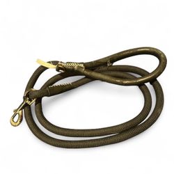 Black and silver vintage leather dog leash