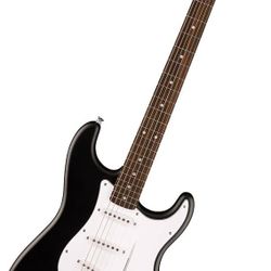Fender Squier Debut Series Stratocaster Electric Guitar, Beginner Guitar,  Black with Matte Finish