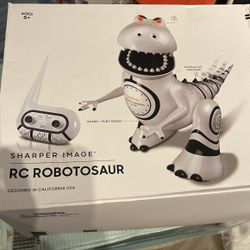Super Fun Interactive RC Dinosaur Robotosaur By Shaper Image with Glowing Changing Color LED Eyes Moves Forward, Backwards, Spins, Shakes, Stomps, Wag
